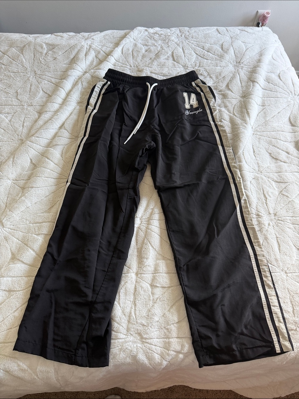 Black and off white YOUNGLA FORHER track Pants SOLD OUT ONLINE .ONLY WORN TWICE